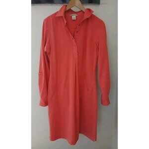Duluth Trading Co Breezeshooter Roll Tab L/S Shirt Dress Size Small Orange